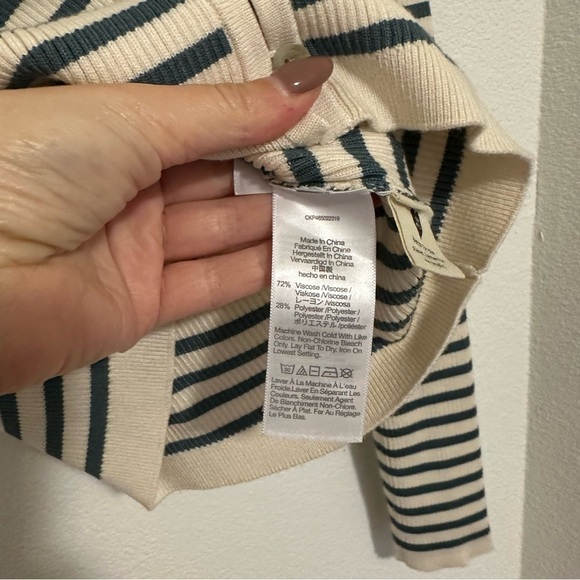 Madewell Carmon Ribbed Striped Cardigan Buttoned Antique Cream Color Size XS - Picture 9 of 9